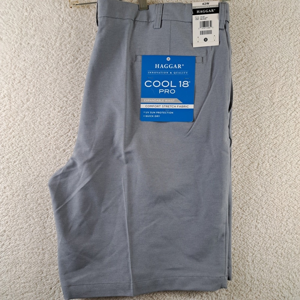 Haggar Cool 18 Pro Shorts Mens Size 42 4-Way Stretch Comfort Gray New